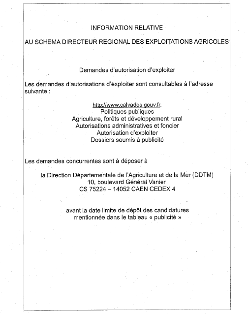 Autorisation D’exploiter – SDREA – Saint-Vigor-le-Grand